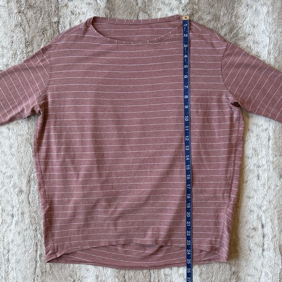 Lululemon🍋Back In Action Long Sleeve Short Serve Stripe Heathered Spiced Chai - Picture 9 of 12